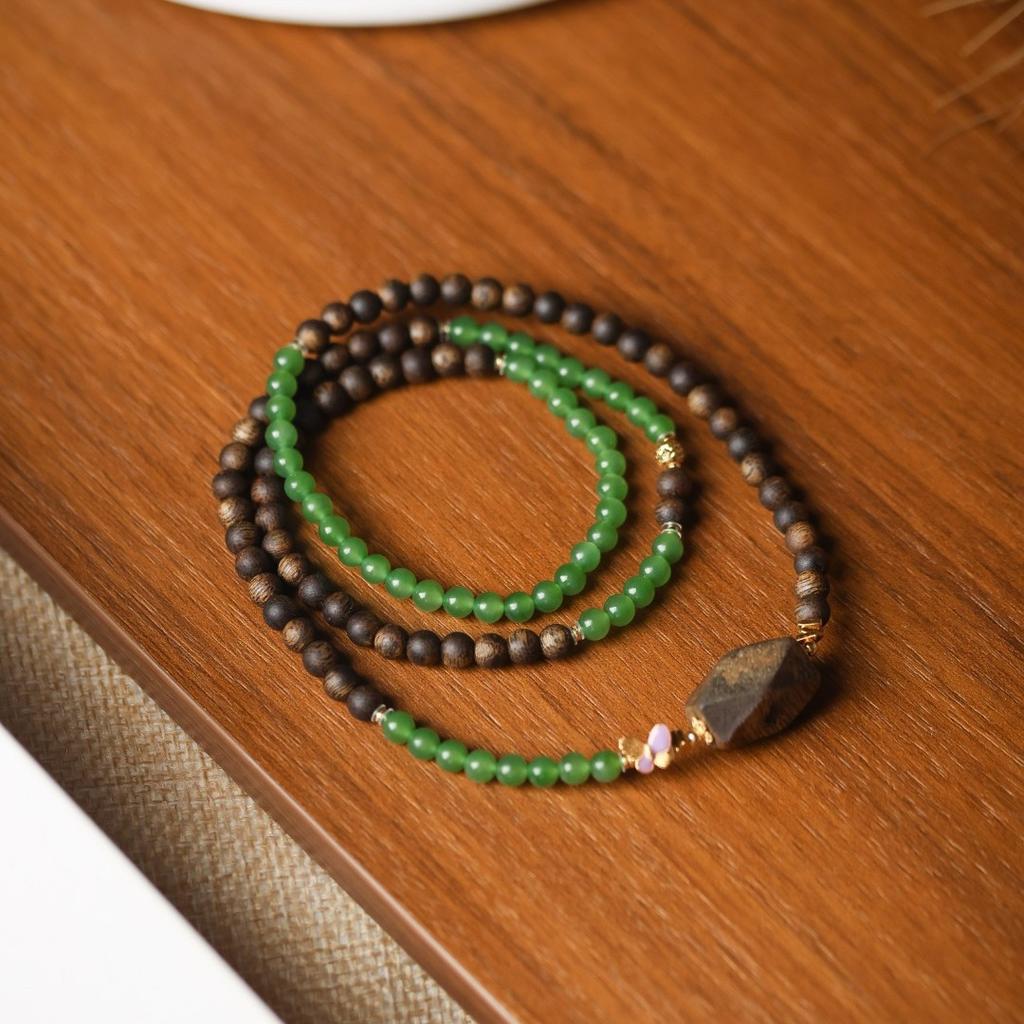 Natural agarwood with jasper jewelry multi-specification double-circle bracelet for physical shopping malls jewelry cultural and play stores