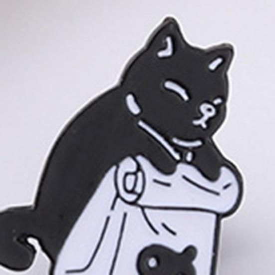 Brooch Pin Exquisite Costume Accessories Lapel Badge Cute Cartoon Black White Cat Animal Badge