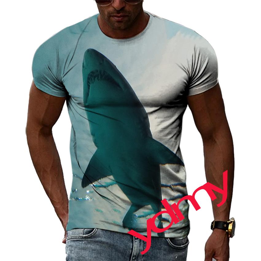 Summer Leisure Sharks And Whales Pattern Men's T-shirt Hip Hop 3D Print Personality  Rod Neck Short Sleeve Tops Fashion Clothes