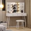 Furniouse Vanity Desk with Mirror Lights Touch Switch 3 Lighting Modes Brightness Adjustable Table Set for Bedroom Studio