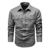 Trendy New Size Denim No-iron Shirt Men's Casual Solid Color No-iron Men's Long-sleeved Men's Clothing