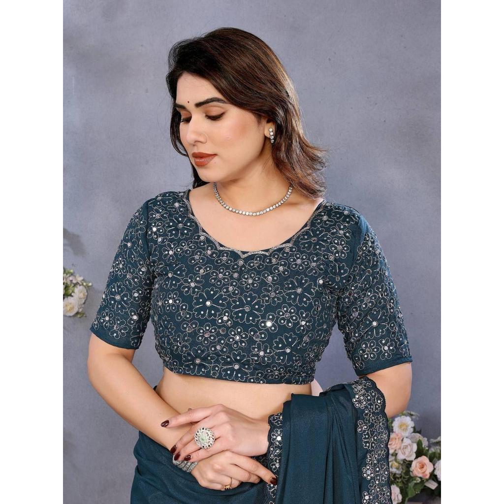 *Представлена Коллекция Красивых Вечерних Сари с Зеркальной Вышивкой*