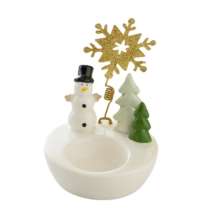 Christmas Ceramic Candlestick Decorative Stand Holiday Table Centerpeice