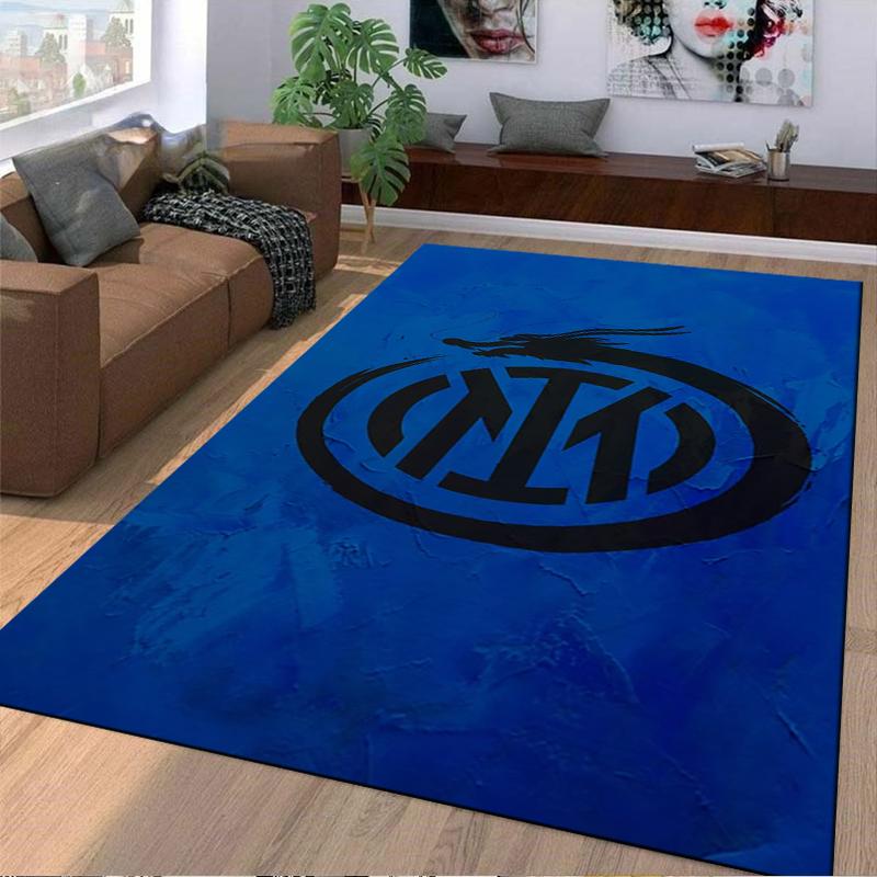 Blue Background Carpet with Black Emblem and Dragon Design Suitable for use as an anti-slip for living room bedroom sofas