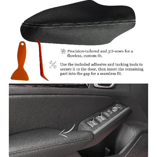 8PCS Leather Door Armrest Covers Wrap and Door Fabric Replacement for Honda Civic 2022-2026 11th Gen – Anti-Scratch, Waterproof, Luxury Interior