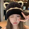 Зимняя теплая женская симпатичная шапка-бини, повседневная мешковатая меховая шапка с кошачьими ушками, аксессуары для головных уборов