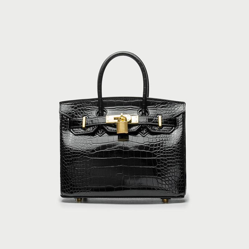 Модная женская сумка платинового цвета 2023 года с узорами личи и крокодиловой кожи