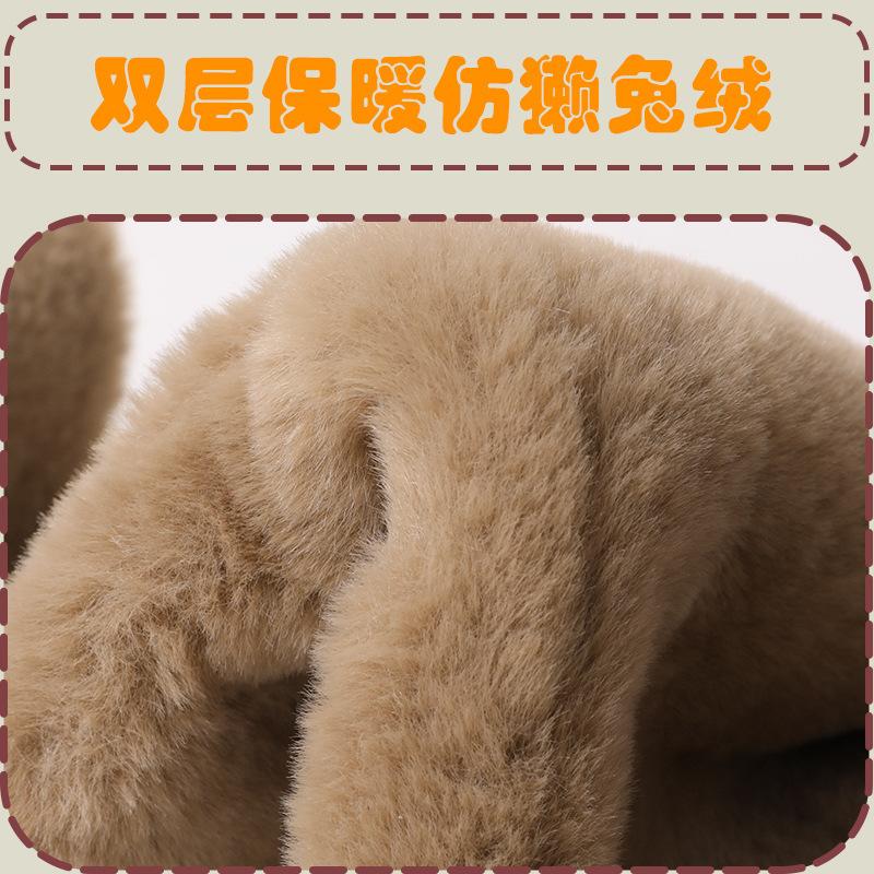 Hat female autumn and winter versatile rabbit ears will move plush cute gloves scarf integrated warm three-piece set tide