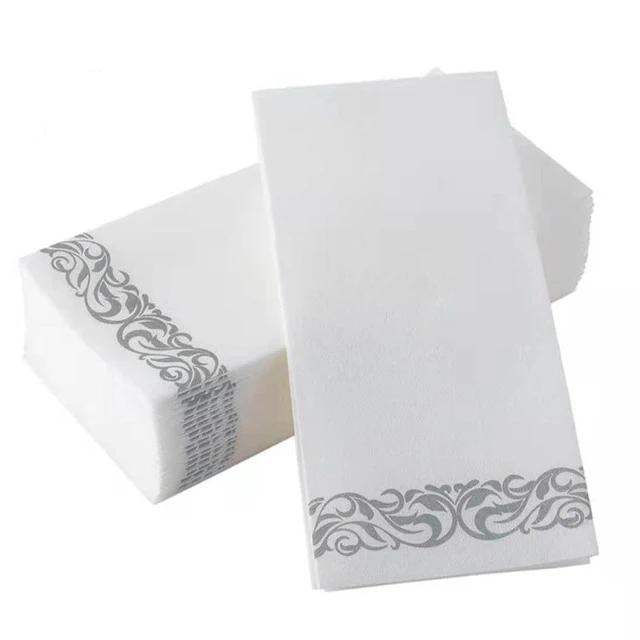50/100/200PCS Disposable Napkins Table Paper Elegant Tissue Vintage Towel White Foil Gold Dish Bowl Birthday Wedding Party Decor