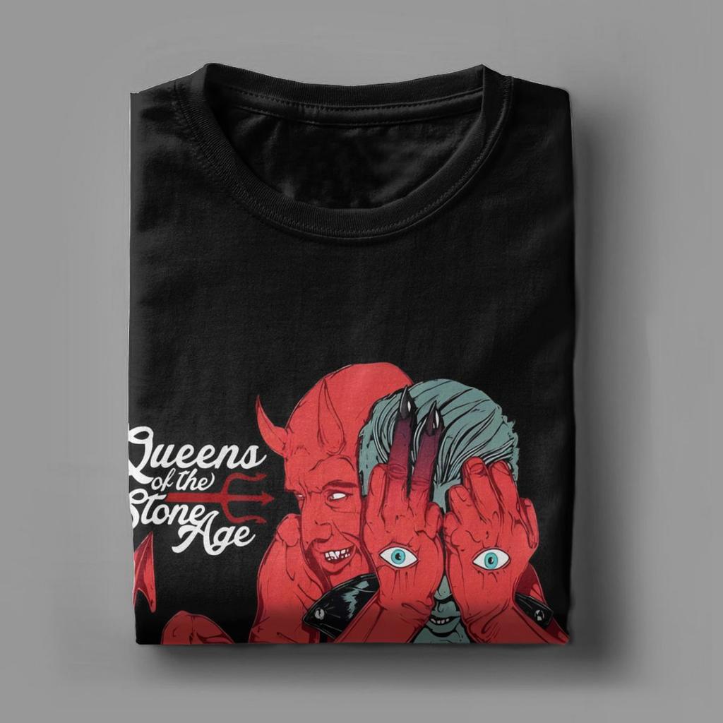 Men Queens Of The Stone Age Band T Shirts Cotton Clothes Vintage Short Sleeve O Neck Tee Shirt Plus Size T-Shirts