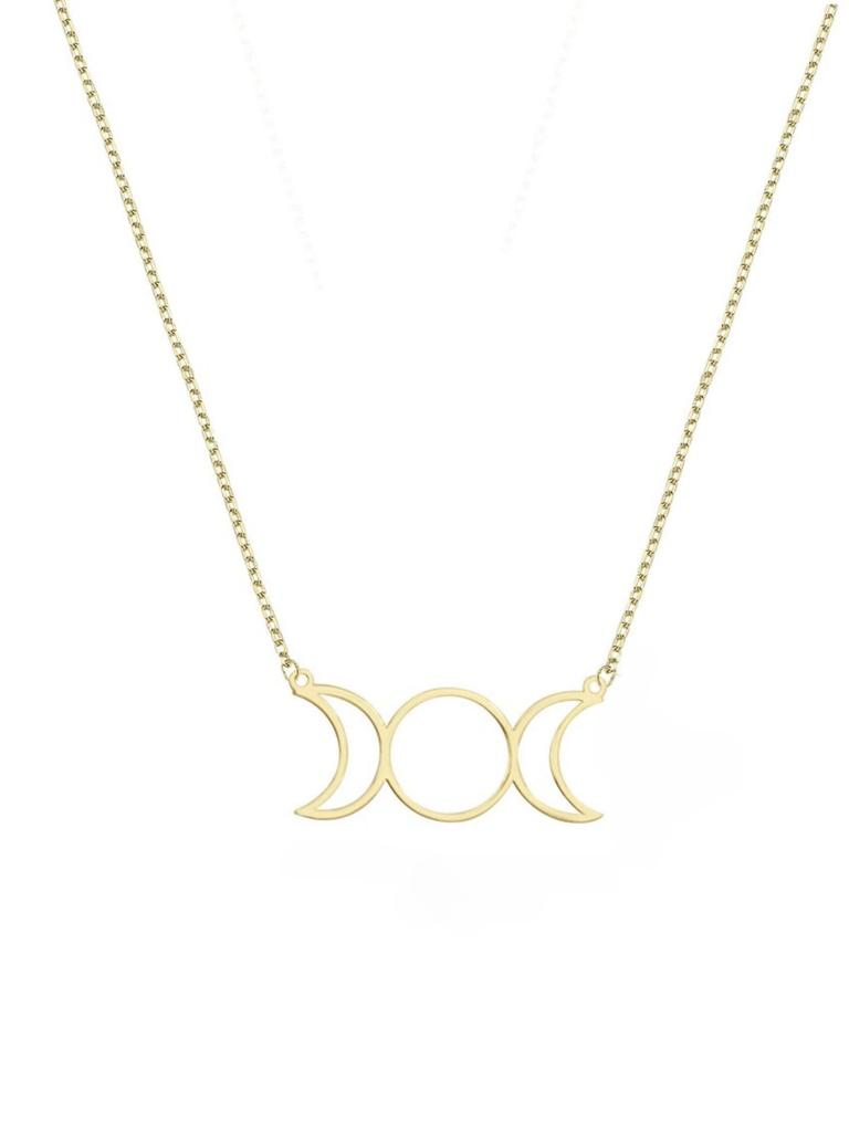 Тройная Луна Богиня Солнце Пентаграмма Нержавеющая сталь Геката Ожерелья Ведьма Луна Ожерелье Ювелирные изделия Эзотерика и Брухерия