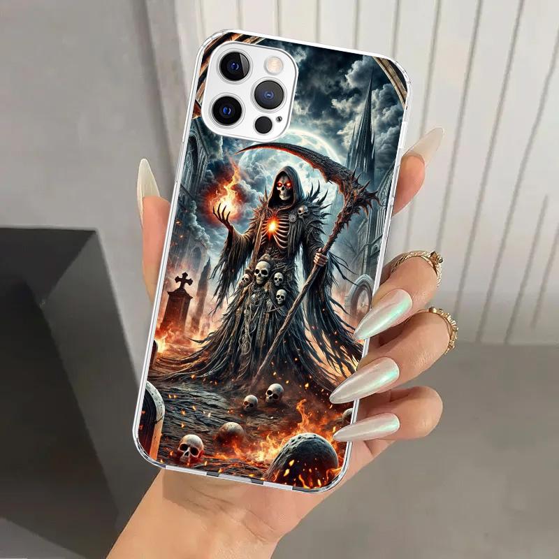 Чехол для телефона Смерть Жнец Череп Коса для Iphone 17 Air 16 15 Plus 14 13 Mini 12 11 Pro Max 16E 7 8 SE 2020 Мягкий Funda Печать