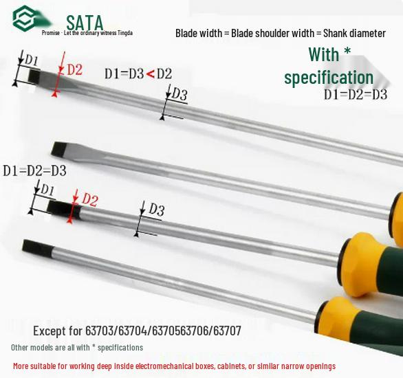 Шлицевая отвертка SATA серии G с трехцветной рукояткой (63706-63710)