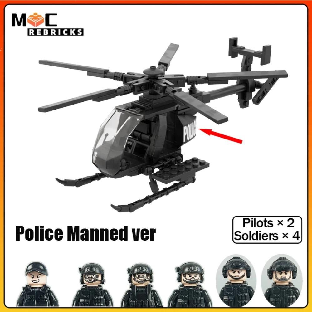 Военная серия Второй мировой войны Новые вертолеты MH-6 Little Bird с солдатами MOC Строительные блоки Самолет Стенд для демонстрации Кирпичи Игрушки Подарки