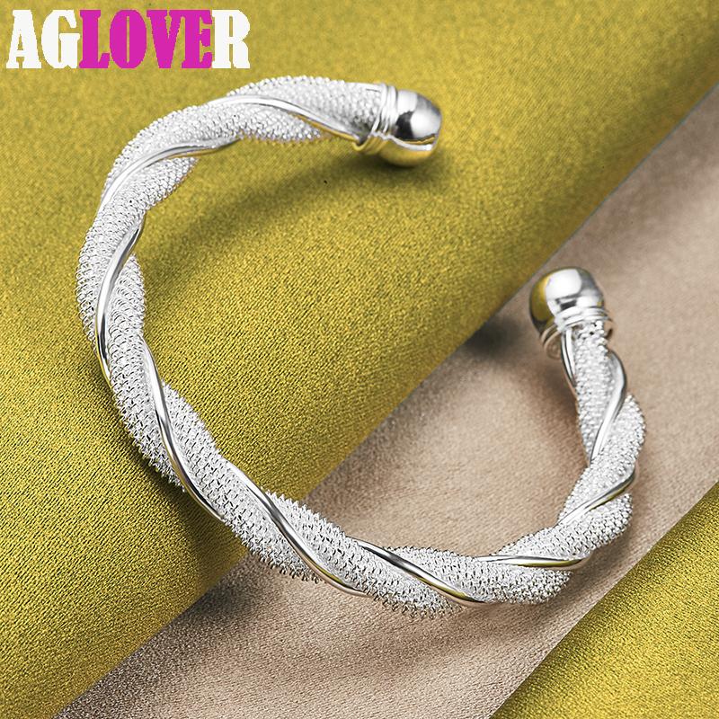 Ювелирные изделия из стерлингового серебра 925 пробы для женщин и мужчин, широкий плетеный браслет из сетки