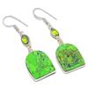 Green Turquoise,Peridot 925 Sterling Silver Jewelry Earring 2.05" Y5h33