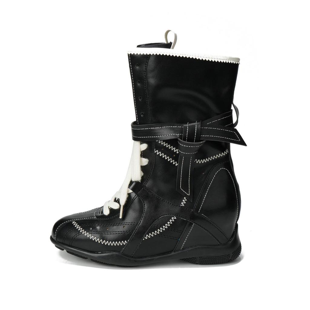 Миниатюрные женские ботинки в западном стиле, увеличивающие рост, на осень/зиму - Универсальные, стройнящие, в немецком тренировочном стиле.