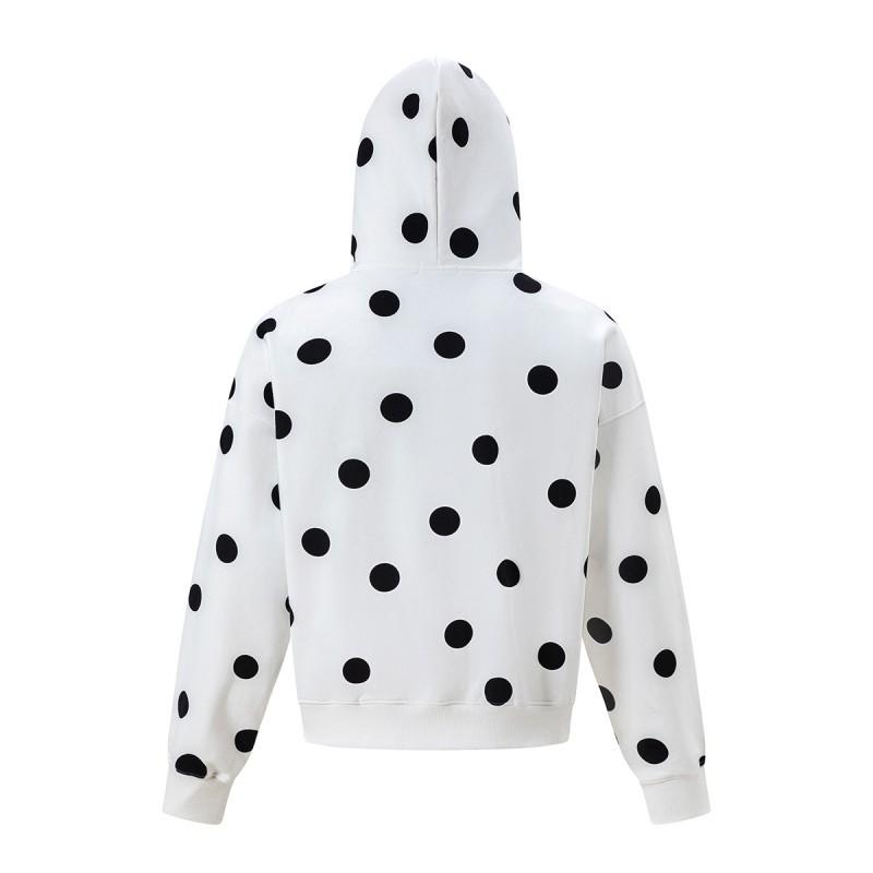 Magic Bear Fall Winter Retro Polka Dot Print Hoodie Loose Casual Sweatshirt Teens