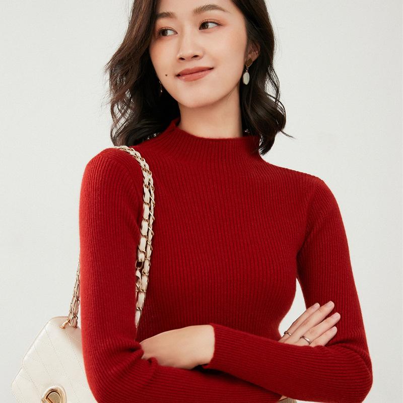 INDFS Женская мода Повседневный Осень Зима Однотонный Принт Длинный Рукав Полуводолазка Свитера