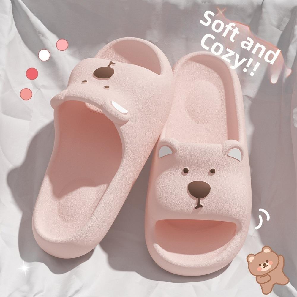 Thick Sole Indoor Flip Flops Cartoon Design Anti-Slip Slippers Practical Kids Slippers Indoor Wear