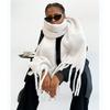1 Ladies' Winter Fleece Long Scarf with Tassels - Soft and Warm,Thickened,Windproof Scarf,Multi-functional Scarf