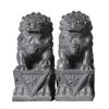 Bluestone Lion Pair: Hand-Carved Stone Ornaments for Home, Doorway, Courtyard, or Tombstone.