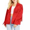 Women Suede Jacket Red Black Stylish Handmade Lambskin Leather Genuine Biker Motorcycle