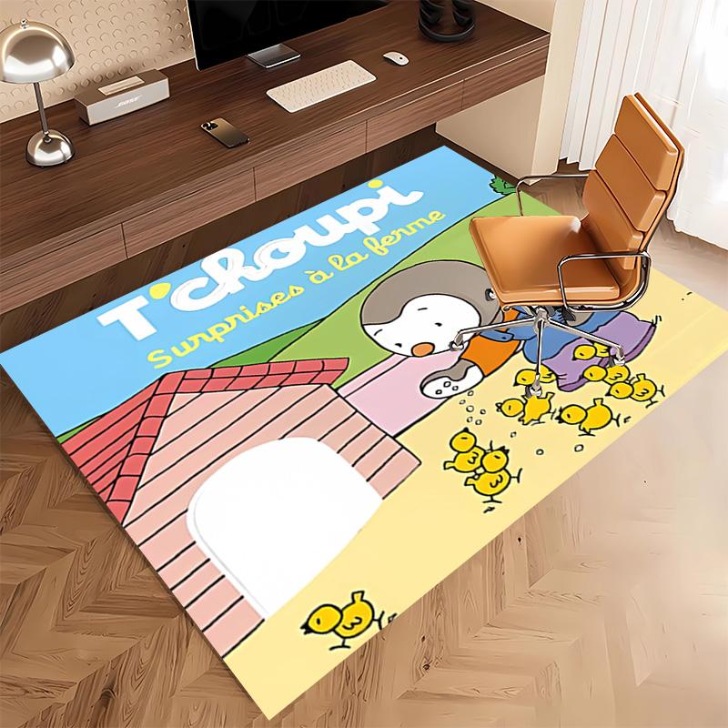 1pc Cartoon T-T'choupi Print Area Rug - Soft, Washable Non-Slip Indoor Mat, Living Room, Home Office Decorative Rug,Office Decorative