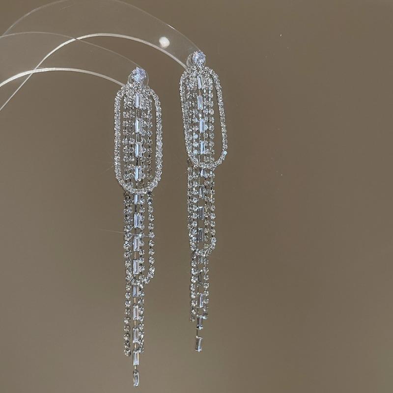 Серьги-подвески с серебряной иглой, бриллиантовым цветком, каплей воды и кисточкой, преувеличенные серьги, легкая роскошь, премиальные серьги для женщин