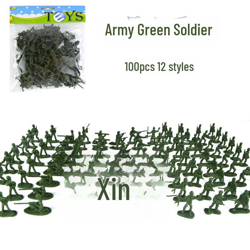 Military Simulation Model Soldier Set - 100-Piece War Scene Toy Set for Kids