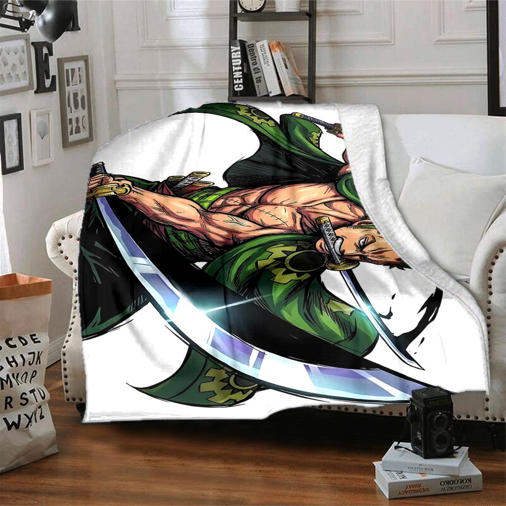 1Pc Green Warrior Swords Flannel Blanket, Soft And Comfortable, Casual Warm, Camping Travel, Christmas, Halloween Xmas Gift S1451