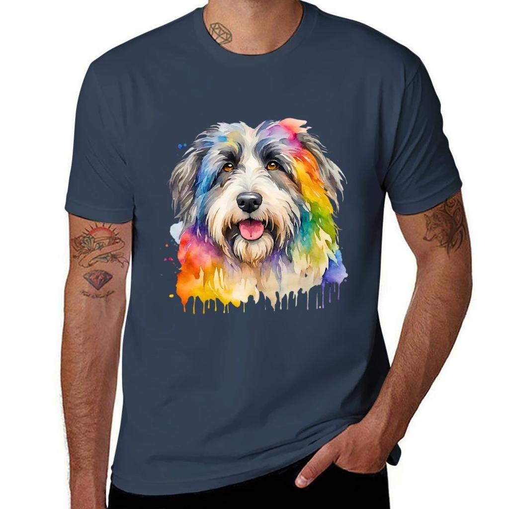 Polish Lowland Sheepdog Watercolor Portrait Tshirt Antiperspiration Workout Top Tshirt