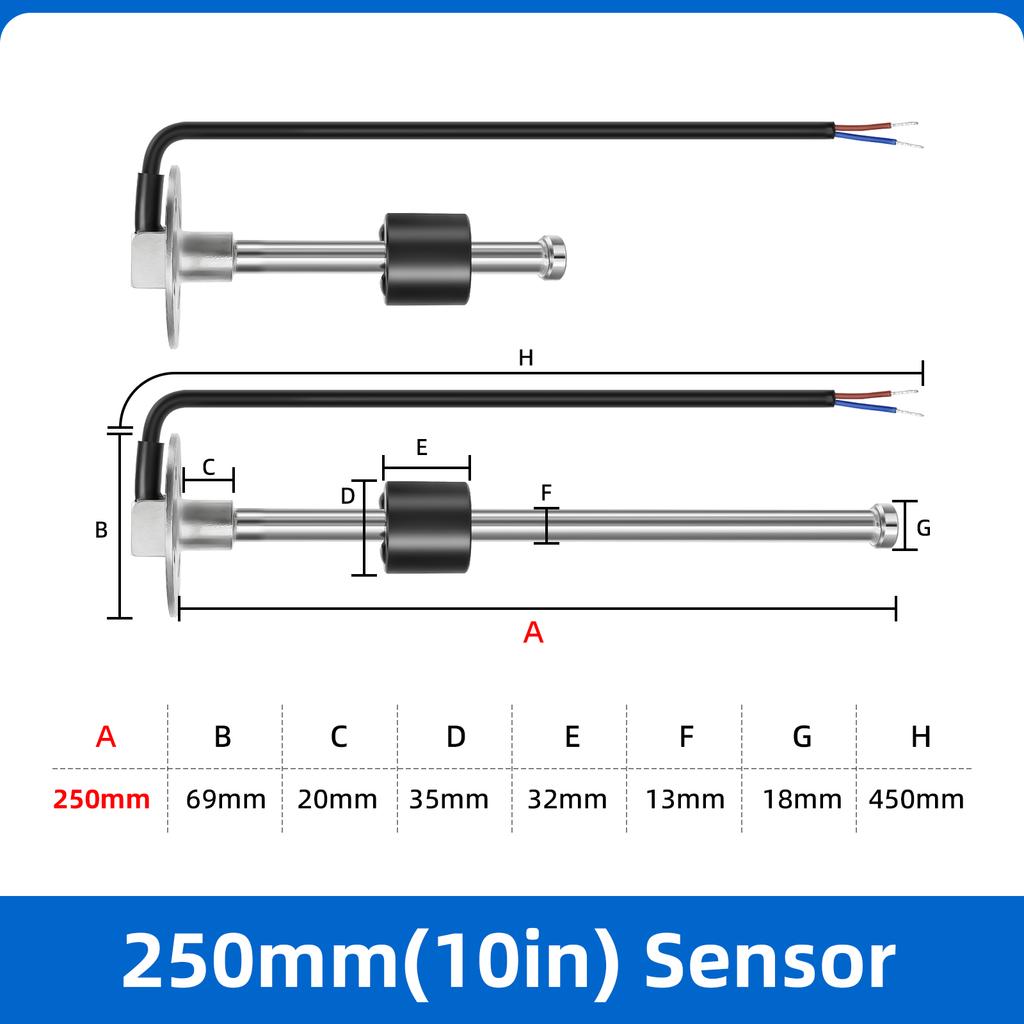 Water /Fuel Level Gauge Sensor 100/125/150/200/300/400/500MM Marine Boat Car Oil Liquid Tank Fuel Sender Unit Sensors 240-33ohm