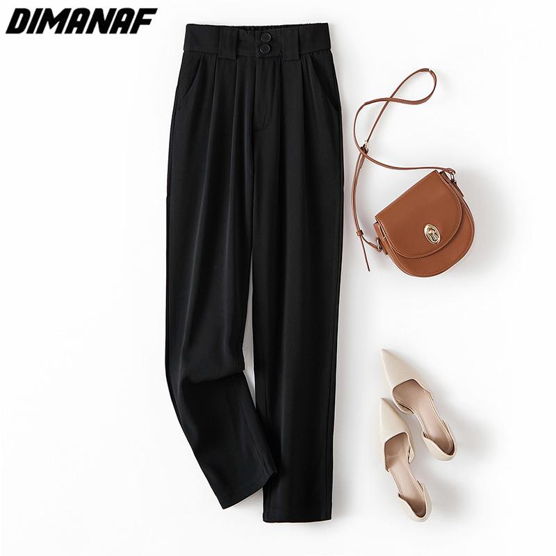 DIMANAF Большой размер Летние длинные брюки Женские брюки Свободные Прямые Повседневные Модные Базовые Брюки Широкие брюки 4XL