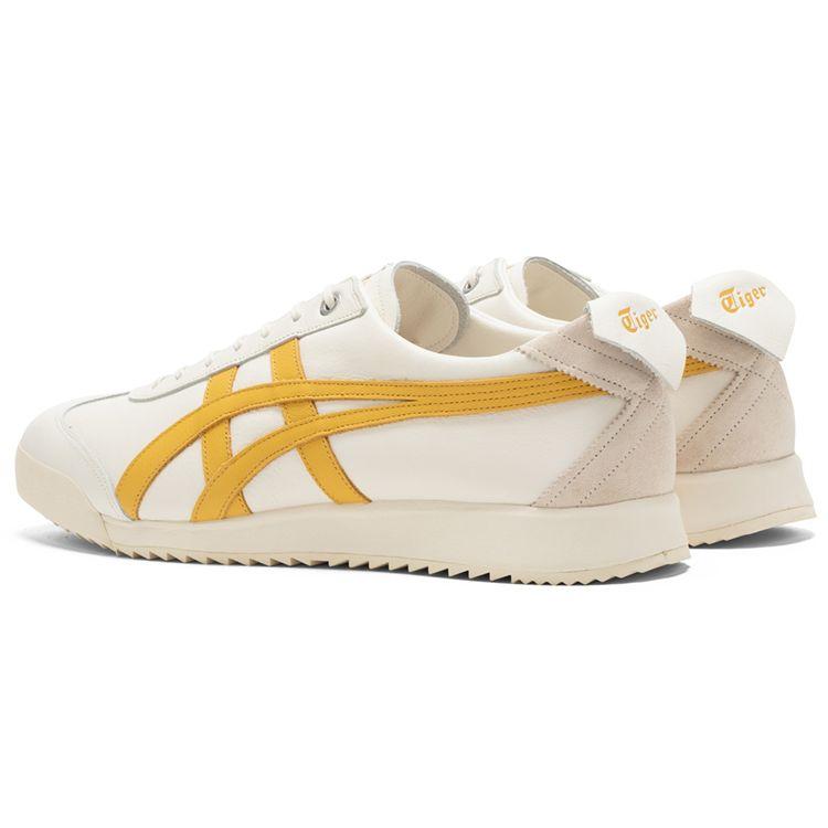 ONITSUKA TIGER Mexico 66 Ex Leather Round Toe Lace-Up Sports Durable Low-Top Casual Shoes Unisex Sneaker White Yellow 1183B889-104
