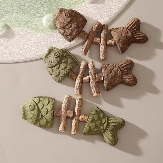 Натуральная игрушка-грызун для кошек Форма рыбьей кости Кошачья мята Актинидия Палочка-грызун Уход за зубами Чистка зубов