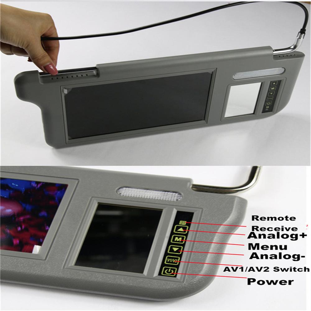 7" Серый Автомобильный Левый Солнцезащитный Козырек Экран Зеркала Заднего Вида ЖК-Монитор 2 Видеоканала