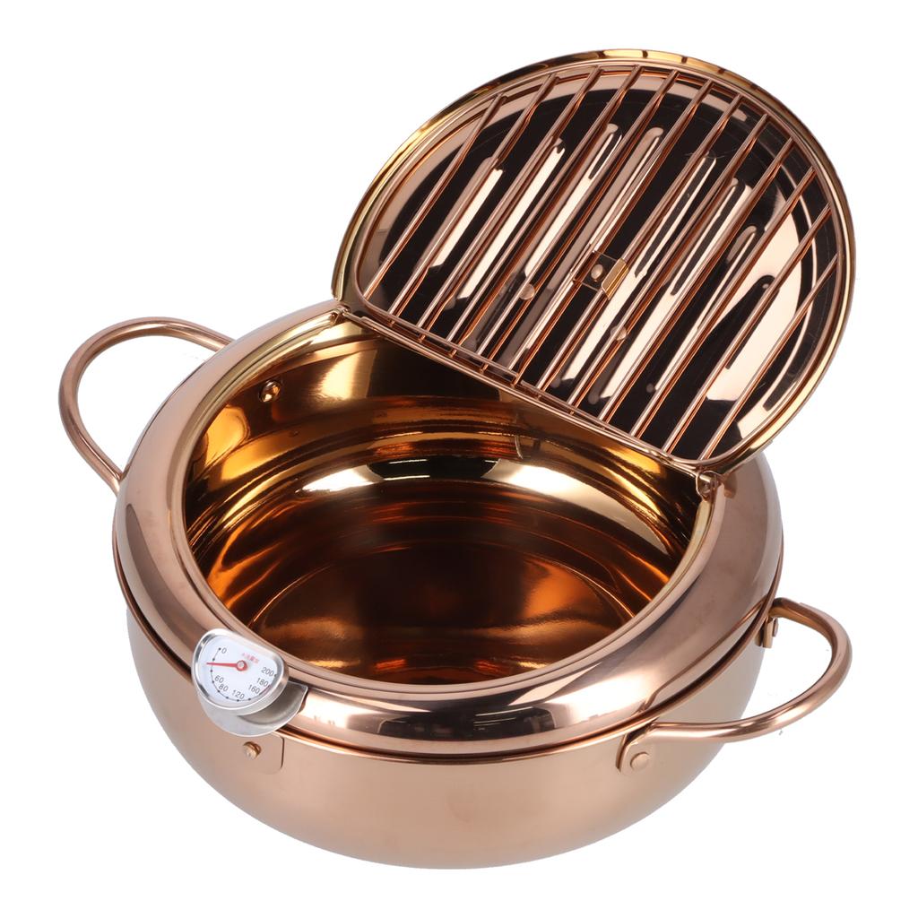 Фритюрница из нержавеющей стали с термометром 3,2 л, антипригарная глубокая кастрюля, кухонная утварь, аксессуар или