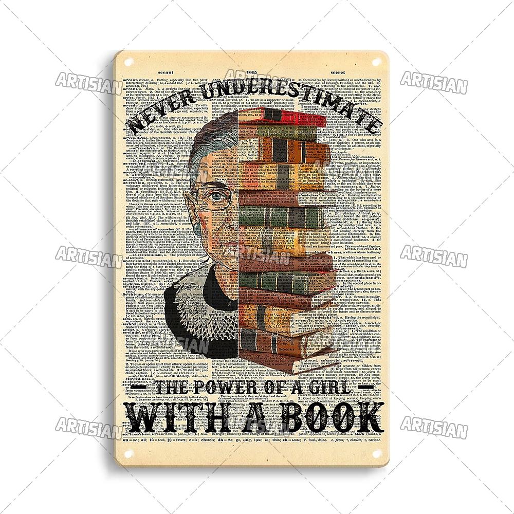 Артистка Девушка любит книги Металлическая табличка Чтение Жестяной постер Прочитанная книга Декоративная тарелка Настенный декор Гараж Бар Паб Клуб Отель Кухня