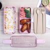 750 мл Здоровый Материал 2 Слоя Ланч-бокс Пшеничная Солома Bento Boxs Посуда Для Микроволновой Печи Контейнер Для Хранения Еды Ланч-бокс