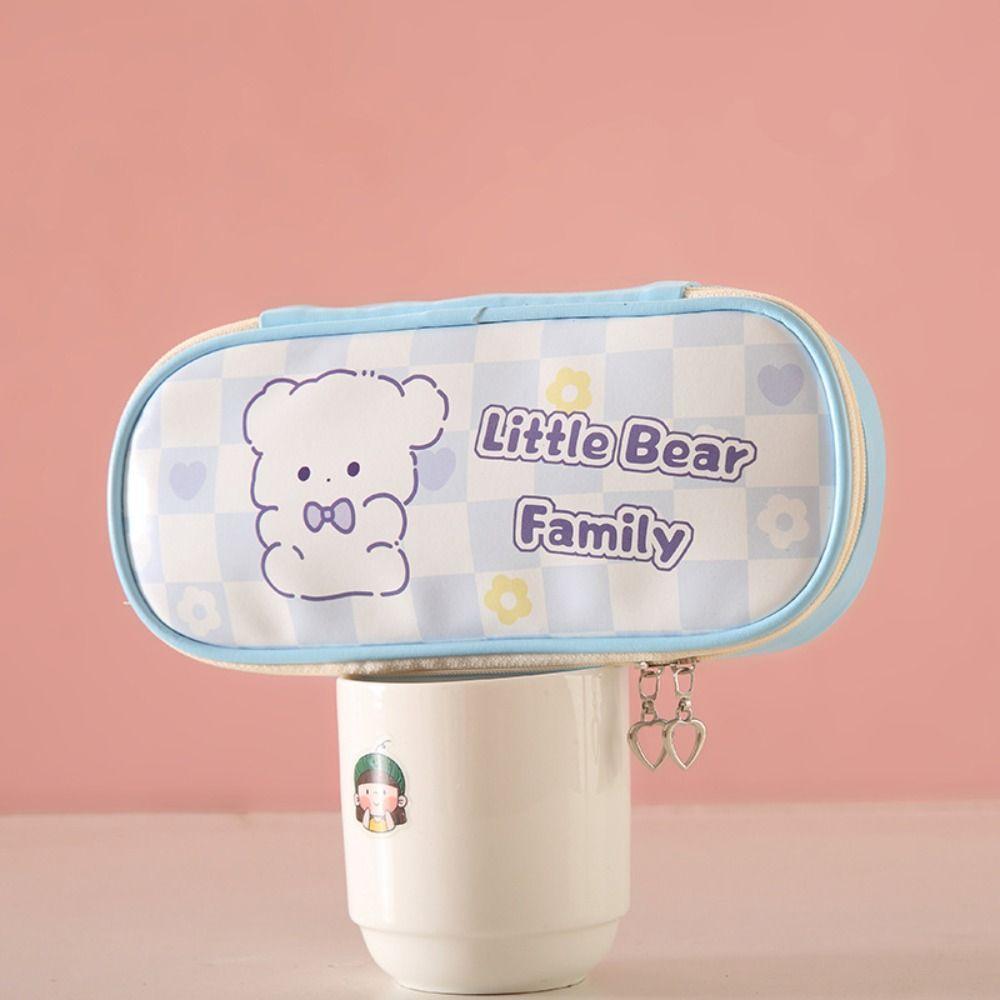 Пенал из искусственной кожи, вместительный органайзер для канцелярских принадлежностей, мультяшная сумка для ручек, подарок