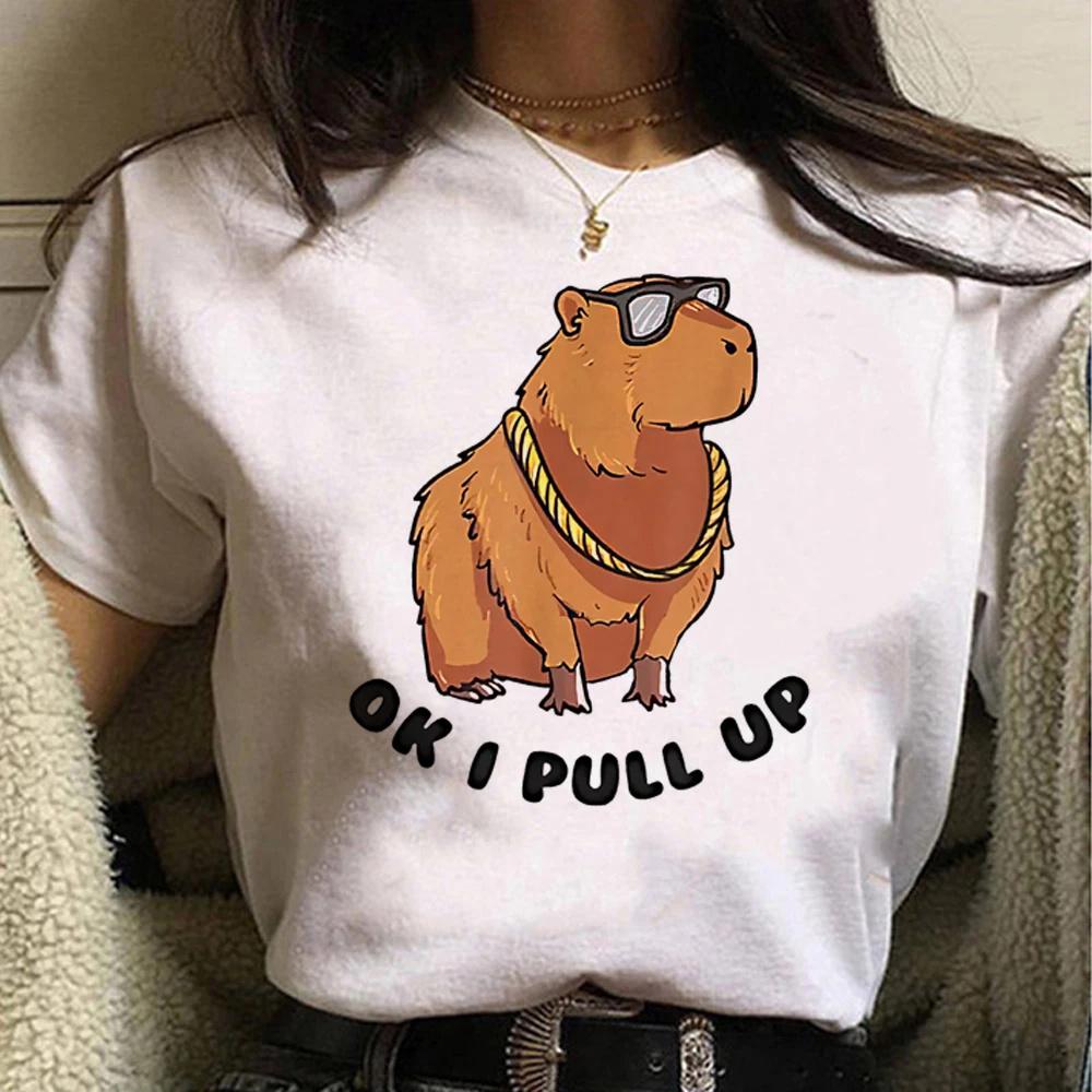 Cute Capybara Clothing T-Shirt Unisex Vintage Cartoon T Shirt FeUnisex Casual Anime Top Tees T Shirt Unisexga Unisex Graphic Tee Tops