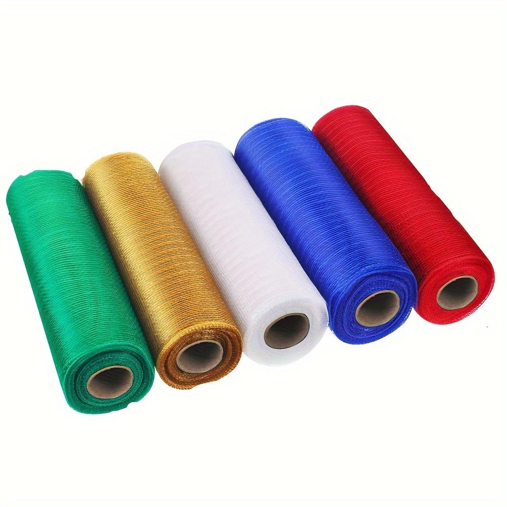 5pcs Deco Mesh 10 Inch X 30 Feet Decor Mesh Ribbon with Metallic Foil Deco Mesh Wreath Supplies Ribbon Mesh Roll