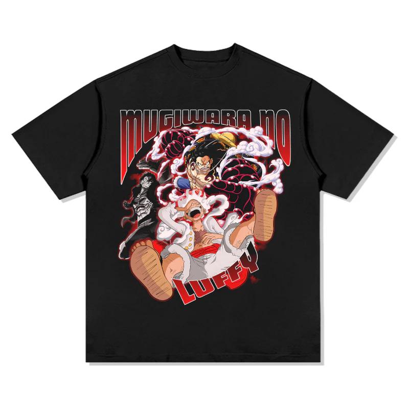 One Piece Японское Аниме Чистый Хлопок Y2K Футболка Летняя Мужская и Женская Энтузиасты Аниме Мода Спортивная Повседневная Уличная Одежда Футболка