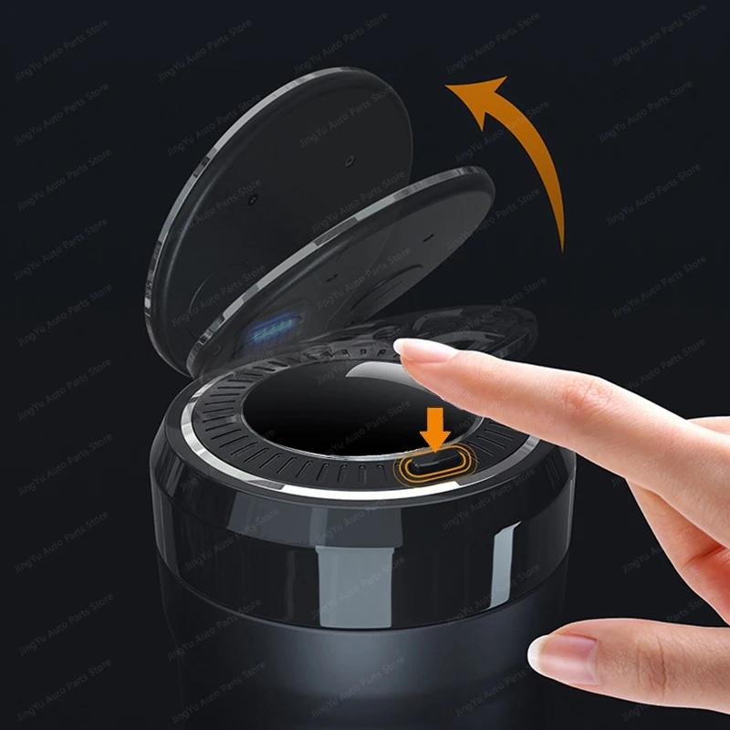 XOWS7 Portable Car Ashtray With LED Light For Skoda Octavia Superb Kodiaq Karoq Fabia Ceramic Liner Smokeless Auto Interior Accessorie