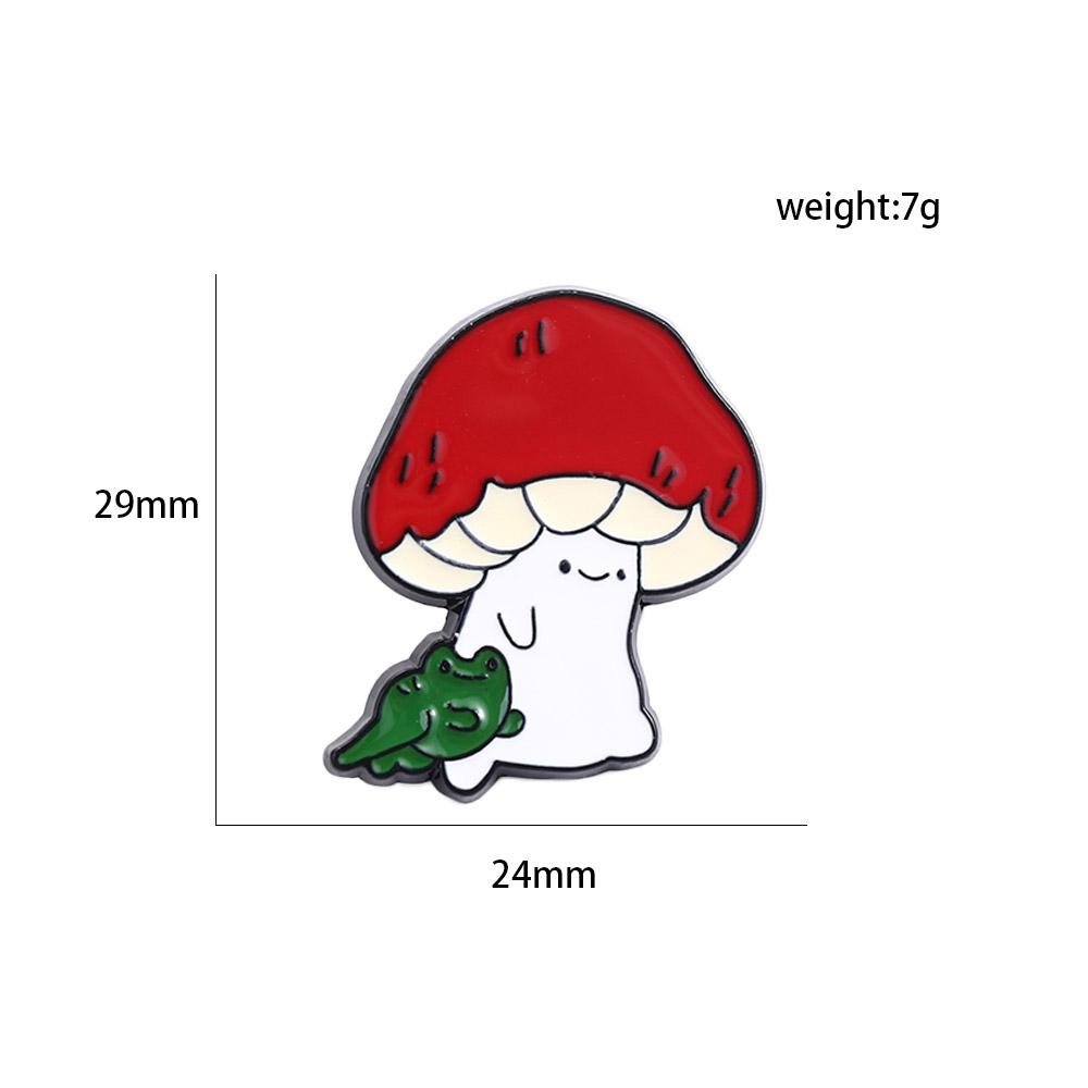 Памятная булавка с грибом и лягушкой Брошь на лацкан Эмалевая булавка Броши-грибы Броши-булавки