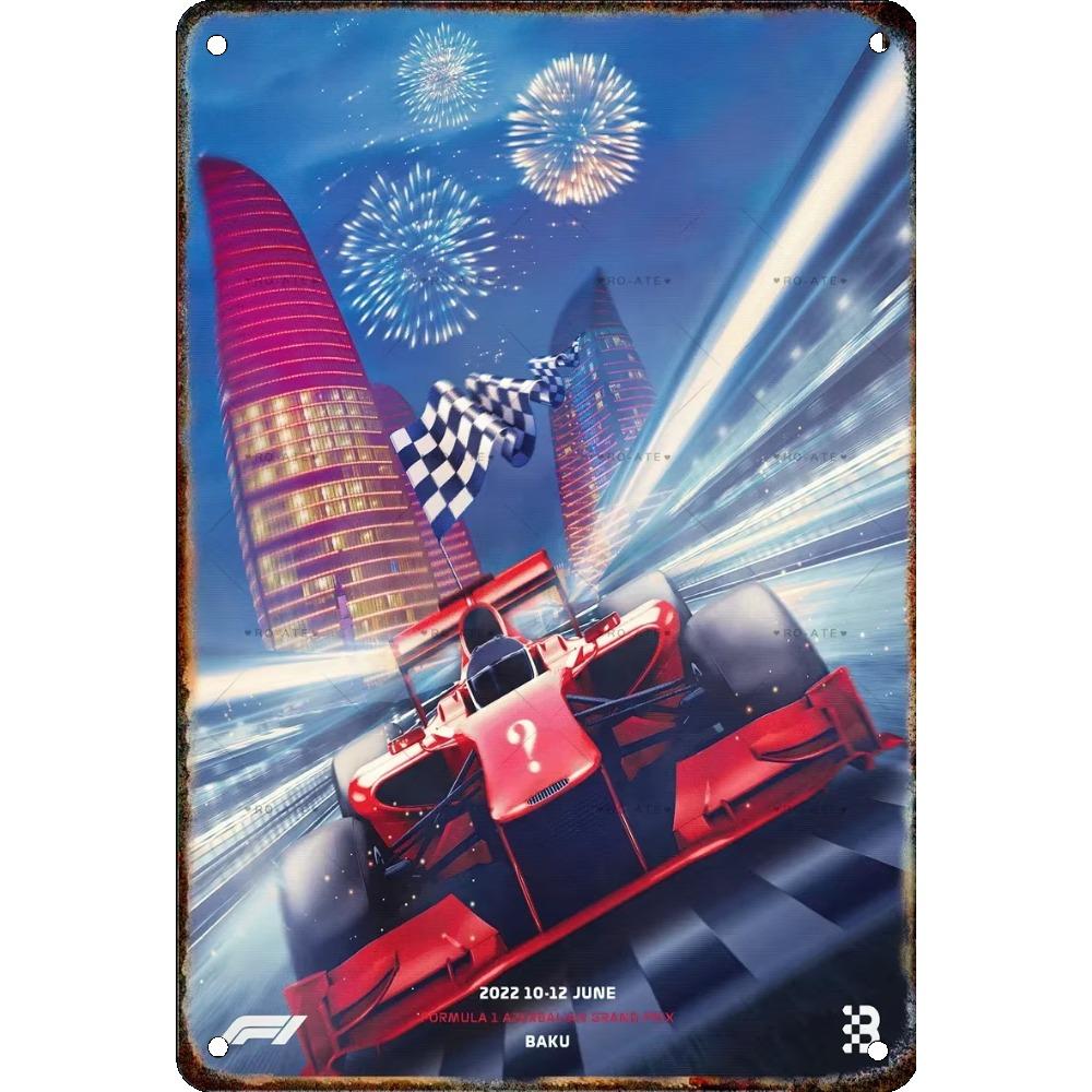 Винтажный постер гонки болидов Формулы, Домашний гараж, Клуб, Современное настенное искусство, Декоративная панель, Фреска, Эстетика