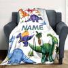 Dinosaurs And Palm Trees Multipurpose Customizable Blanket Personalized Name Soft Warm Cozy Versatile For Sofa Couch Office Bed Picnics Four Seasons