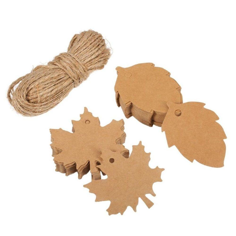 Packaging Label Decor Leaves Tags Handmade Hang Tag Maple and Leaf Shape Retro Blank Kraft Paper