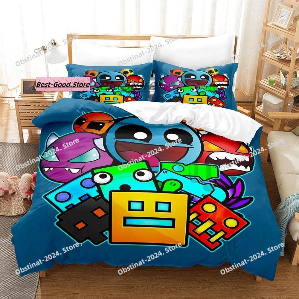 Комплект постельного белья Hip Hop Angry Geometry Dash Single Twin Full Queen King Size, комплект постельного белья Game Bedroom Duvetcover Sets Anime Bed